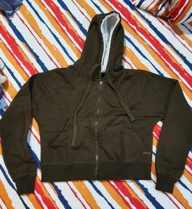 Cropped Hoodie Fleece Lined Zip-Up