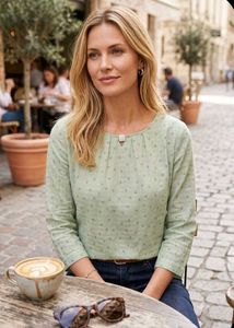 Light Green Printed Casual Top
