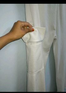 Cream Corduroy Cargo jeans pant white  beige