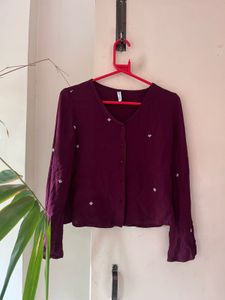 Burgundy Embroidered Blouse
