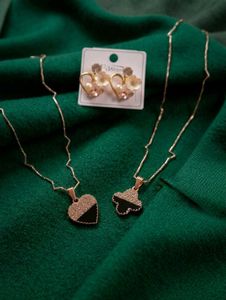 COMBO OFFER 💥 Elegant Heart &amp; Clover Necklace Set