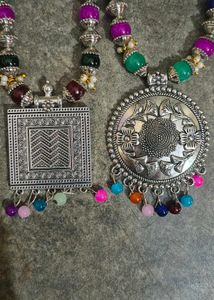 🌺 Title: Navratri Special Oxidised Silver Multico