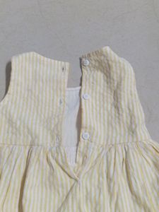 Frock Yellow White - Soft Cotton Lining Inside