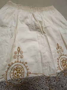 Cream Skirt | Embroidered Border
