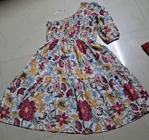 Floral Smocked One-Shoulder Dress