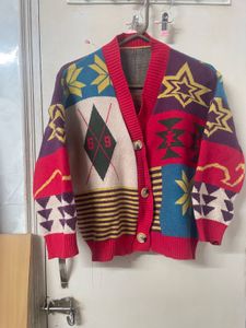 Abstract Vintage Style Patchwork Cardigan