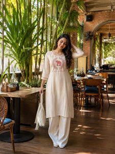 Elegant Embroidered Navy Kurta