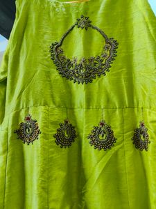 Green Handwork Kurti