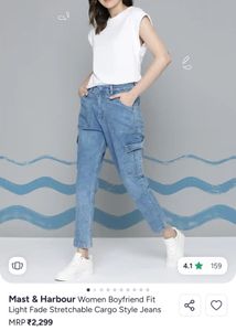 Women Cargo Boyfriend Jeans