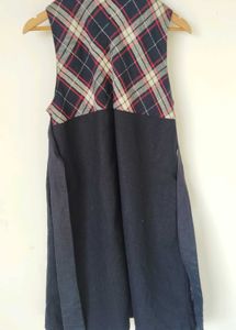 Charming Plaid &amp; Bow Sleeveless Dress for winter