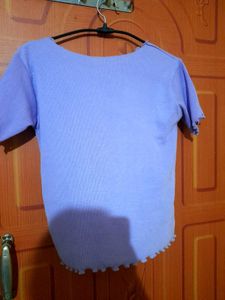 Cute Purple Ribbed Lettuce Hem Top