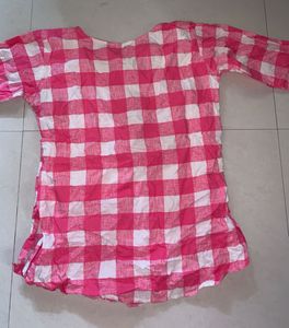Pink Checkered Kurti