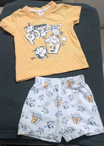 🍿 Cute Popcorn Print Baby Boys Cotton T-Shirt & S