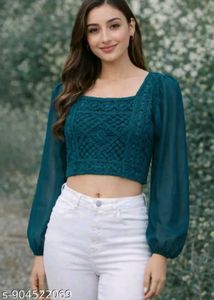 trendy full sleeve crop top