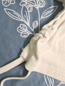 y2k Cream Ribbed Mock Neck Tank Top