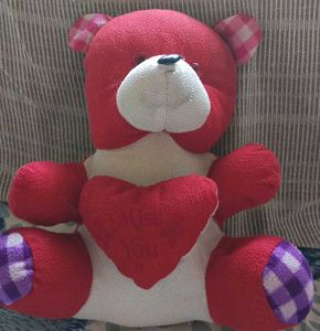 Red Teddy Bear with Heart and 2 slates