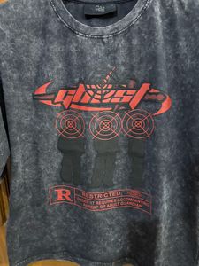 Boxy Fit Oversized Graphic Print Acid Wash T-Shirt