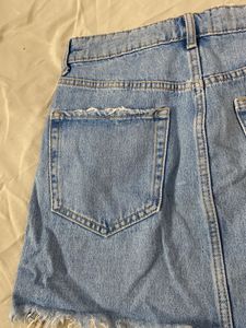 Distressed Denim Mini Skirt