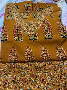 Orange Ethnic Kurta with Traditional Print