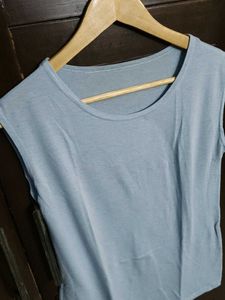 Women Light Blue Sleeveless Tank Top