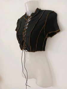 Chic Black Lace-Up Crop Top