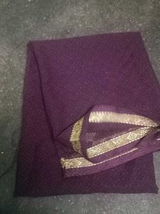 Elegant Purple blouse material with Gold Border