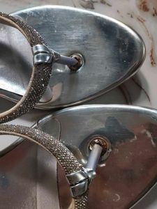 Silver Embellished Thong Sandals