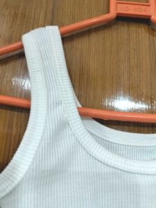 White Ribbed Crop Tank Top💌