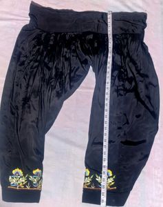 Women’s Black Velvet Look Embroidered Patiala Salw