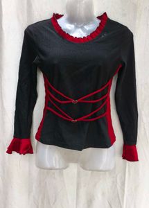 Chic Black & Red Long Sleeve Top
