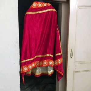 Elegant White &amp; Red Lehenga Choli Set