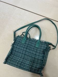 Turquoise Woven Bag