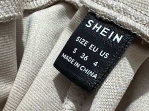 Stylish Beige Slit-Hem Pants Size S