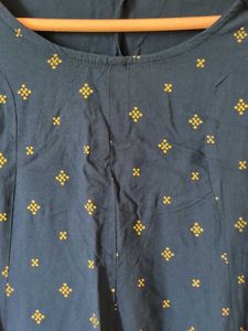 Beautiful Blue Kurta with Gold Print