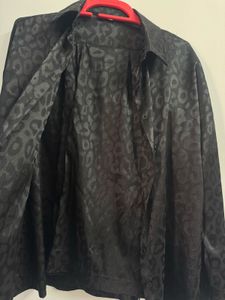 Chic Black Leopard Print Button-Up Co-ord