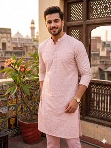 Men's Pink Kurta Set