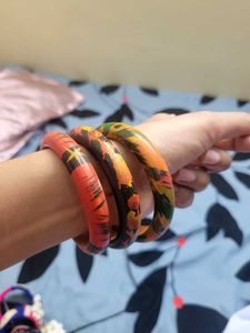 Set of 3 Hand-Painted Bangles