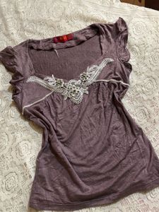 Purple Embroidered