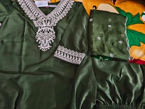 Green Embellished Kurta Set