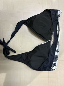 savana sports Black Bikini Top with Leaf Print