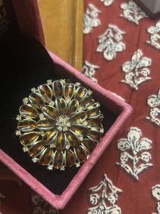Elegant Round Brooch with Minakari &amp; diamond work