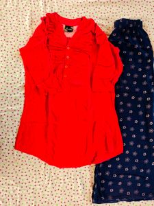 Red &amp; Navy Floral co cord set