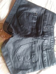 Black Denim Cuff Shorts