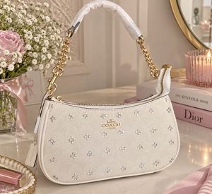 Coach White Embellished Shoulder Bag