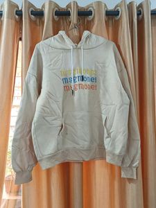 Cream "msgmone!" Embroidered Hoodie