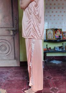 Satin Nighty With Top And Skirt