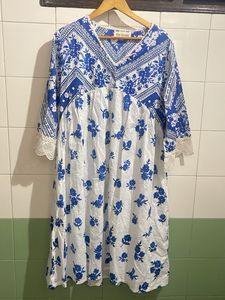 Blue Floral Print Kurta