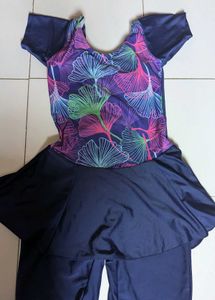 Colorful Leaf Print Swimsuit