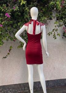 Stunning Lace Detail Red Dress