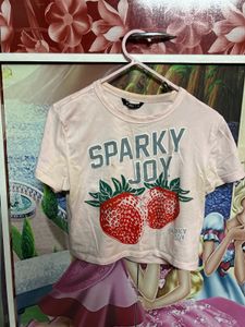 Pink Sparky Joy Strawberry Crop Top